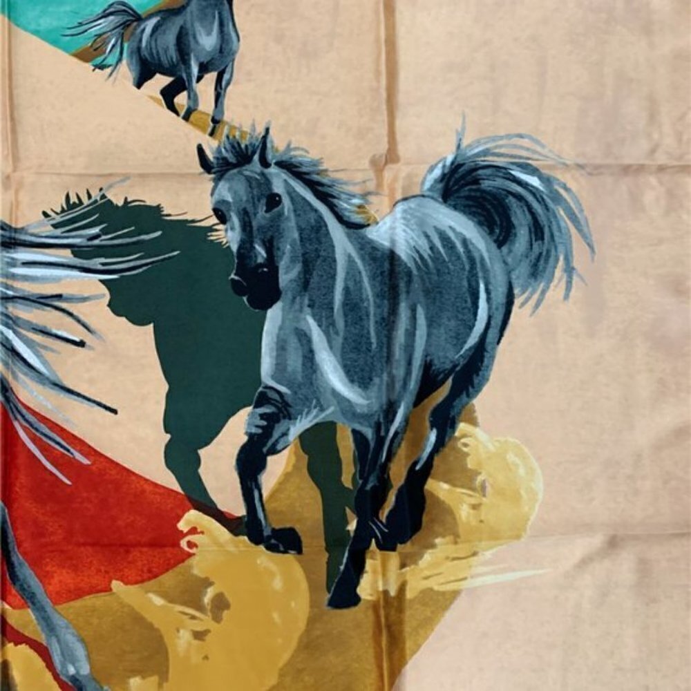 MASSIVE Bimba Y Lola 🐎 Equestrian / Desert Landscape Scarf Anthropologie - Picture 3 of 6